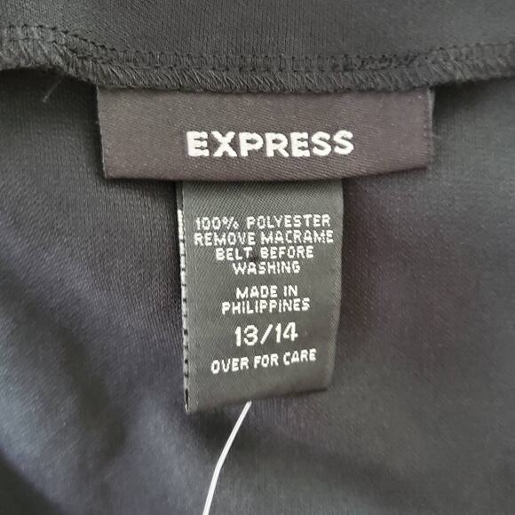 Express Black Draped Neckline A-line Dress 13/14 - Picture 5 of 7